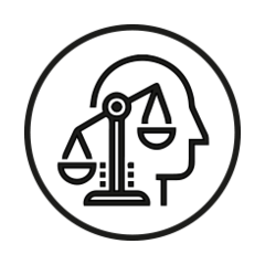 Person with scales of justice icon