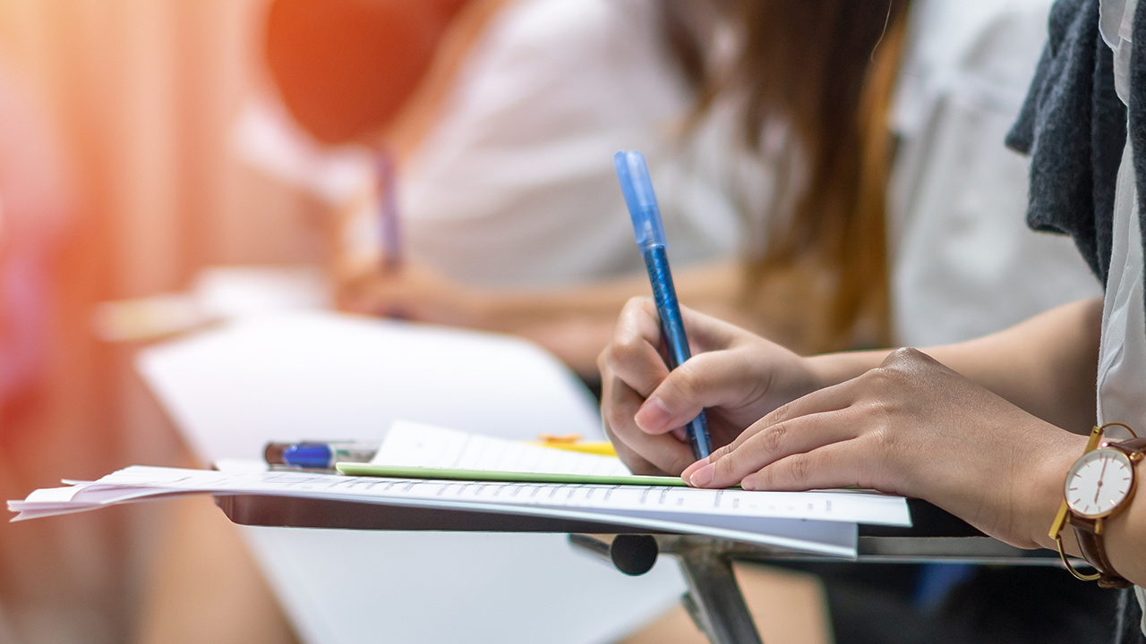 Student taking a test