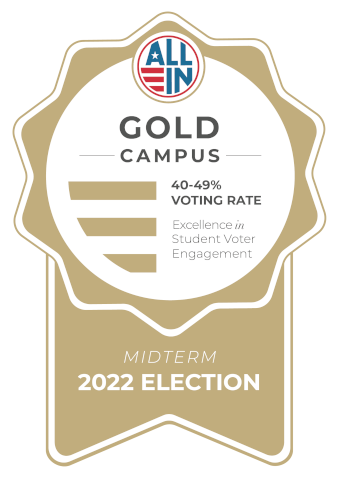 Gold Campus Emblem for Voting Rate 2022 Election