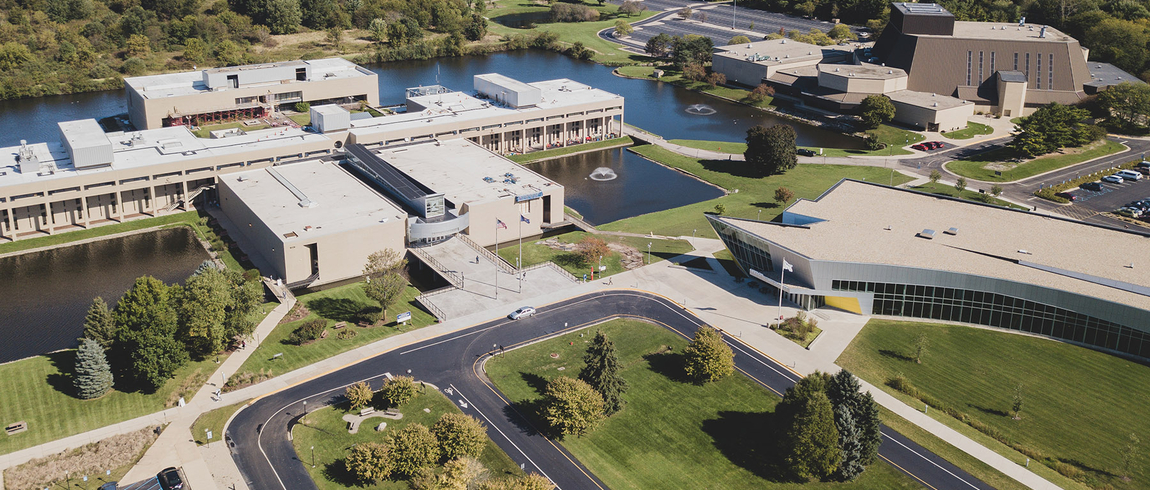 Drone shot of Benton Harbor campus.