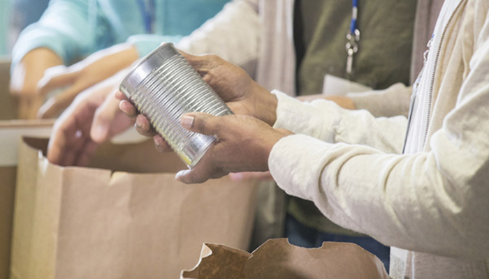 Working in a food pantry