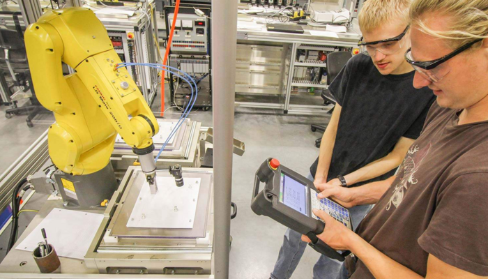 Students in a mechatronics class