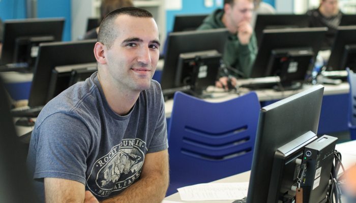 Student in a computer lab