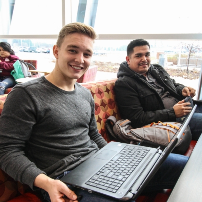 Getting work done in the lounge because the lounge was made for more than just lounging.