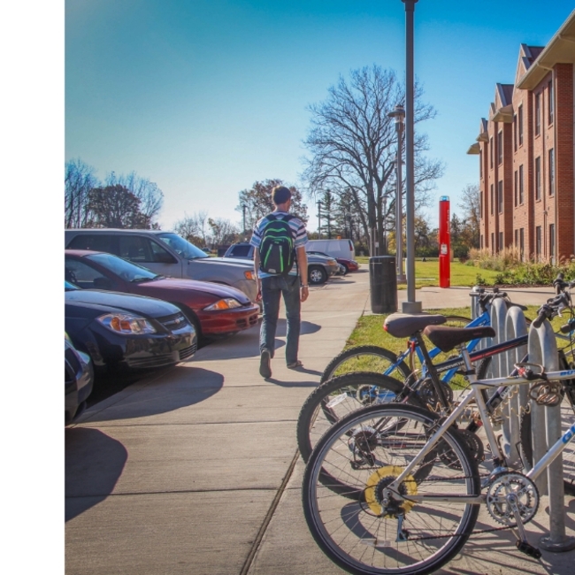 Plenty of bicycle parking makes it easy to get around campus!