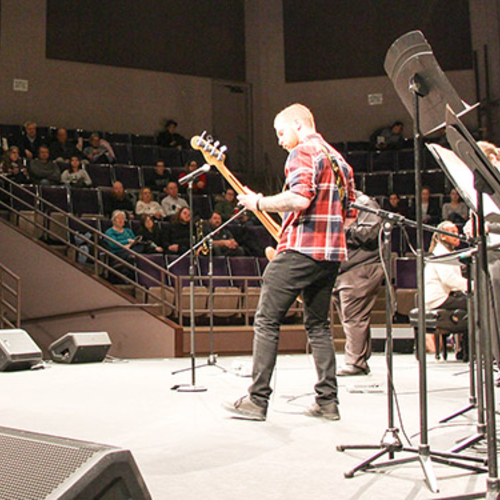 Student performing on stage