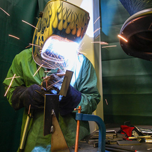 Student welding