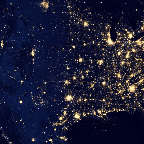 Light map of the United States