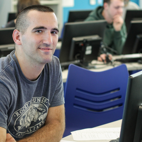 Student in a computer lab